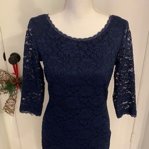 NWT Laundry by Shelli Segal blue lace 3/4 sleeve Dress size 6